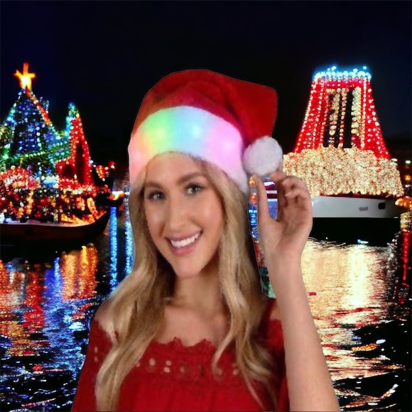 Nu Shuz Plush Santa Hat Flashing Blinking Light-Up Multicolor LED Lights - Picture 4 of 4